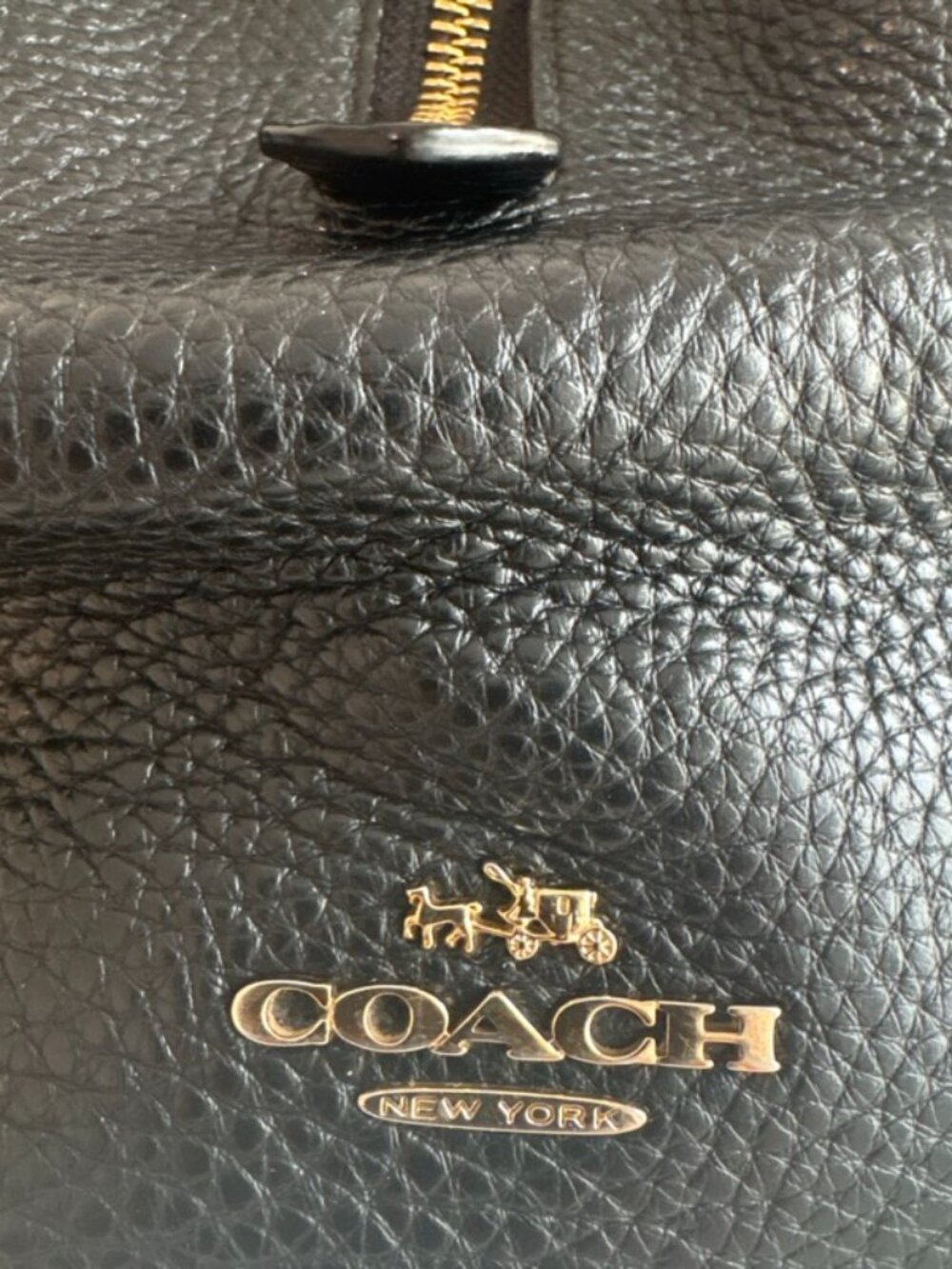 Coach Hallie Shoulder Bag Black Pebbled Leather with Gold Hardware - Picture 7 of 16
